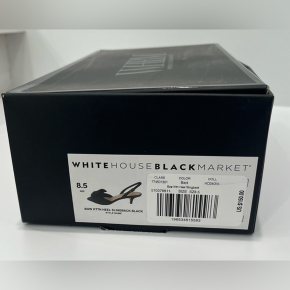 White House Black Market Elegant Black Slingback Heels with Bow, Size 8.5 - Picture 5 of 5